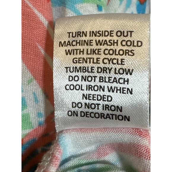 Palm Grove XL Short Sleeve Scoop Neck, Multicolored T-shirt, Ruched Left Side - Picture 6 of 6